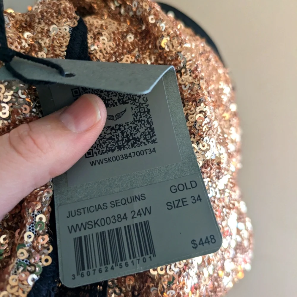 Zadig & Voltaire Justicias Gold Sequin Lace Skirt Size 34 - Picture 10 of 10